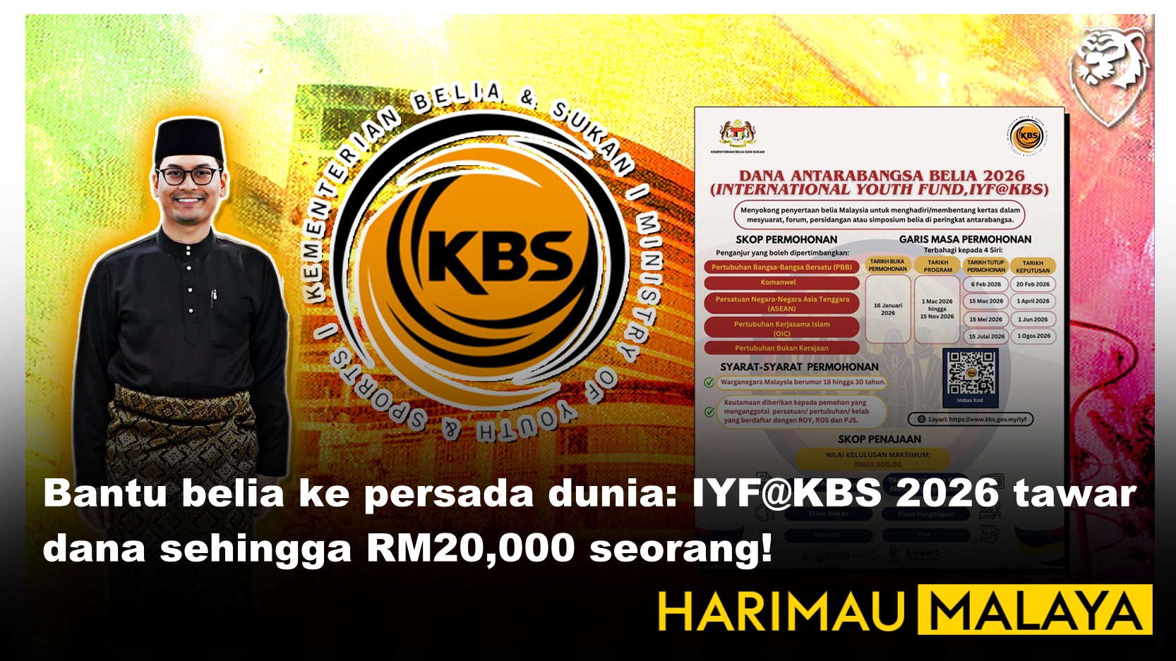 Bantu belia ke persada dunia: IYF@KBS 2026 tawar dana sehingga RM20,000 seorang!